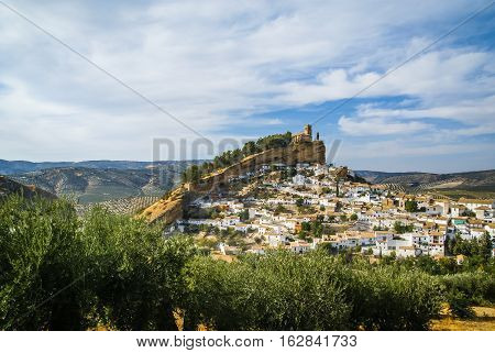 Beautiful Cityscape With Castle On  Hill In Montefrio, Spain