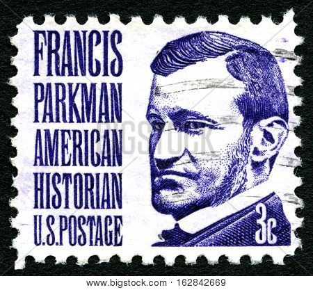 UNITED STATES OF AMERICA - CIRCA 1967: A used postage stamp depicting an image of famous Historian and leading Horticulturist Francis Parkman (1823-1893) printed in America circa 1967.