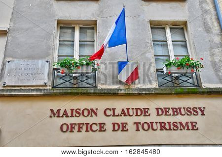 Saint Germain en Laye France - june 12 2016 : the house of Claude Debussy tourism office