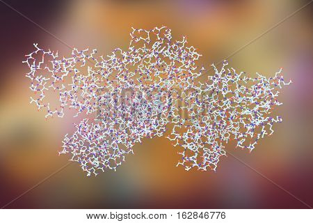 Lethal toxin of anthrax bacterium Bacillus anthracis, 3D illustration. Molecular background