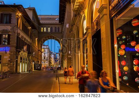 Street Scene In The Old Town Of Florence At Night