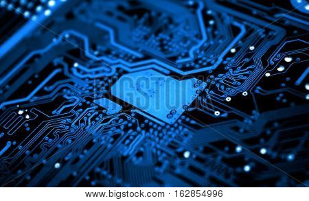 Close-up view of Circuit Board. Best for Computers, Technology, Robotics, Electronics, Information Technology concept.