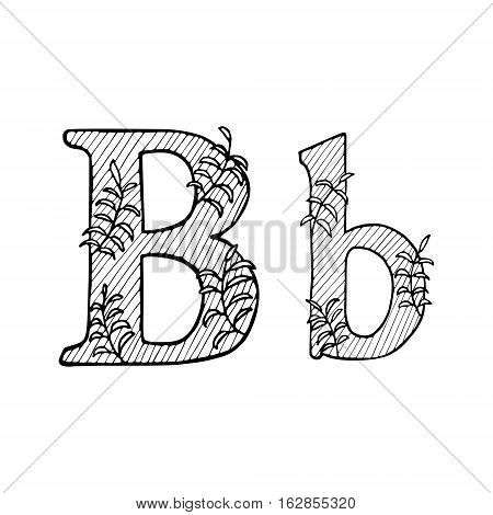 Doodle Flourish graphic with ornate pattern. Design Isolated on white.