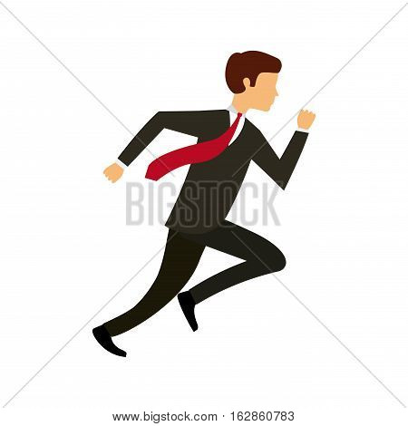 business man running icon over white background. competitive business cocept. colorful design. vector illustration