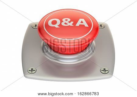 Q&A red button 3D rendering isolated on white background