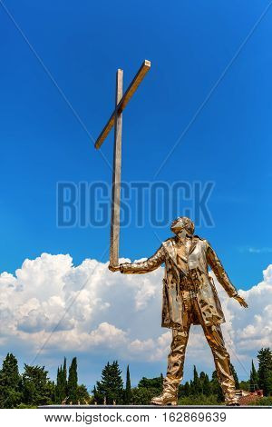 Golden Sculpture At The Forte Di Belvedere In Florence, Italy