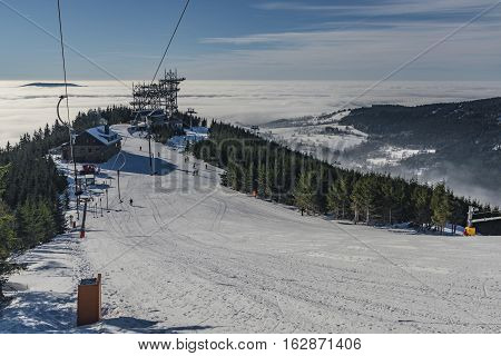 Ski In Dolni Morava Village In Jeseniky Mountains