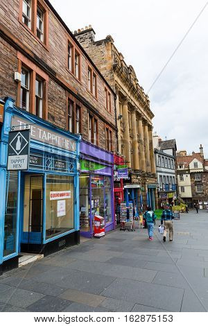 Shops At The Royal Mile In Edinburgh, Scotland