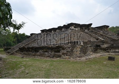 Ruins and pyramids at the pre-Columbian archeological site El Tajin in Papantla, Veracruz, Mexico