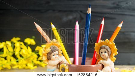 Blue pencil represented the outstanding and unique