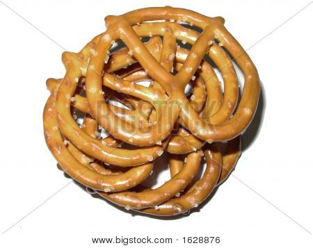 Pretzel close-up stacked and on white 