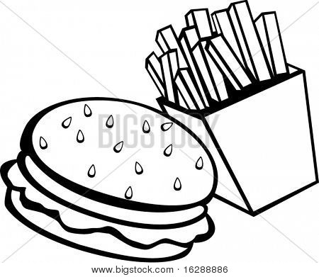 hamburguesas y papas fritas