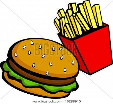 hamburguesas y papas fritas