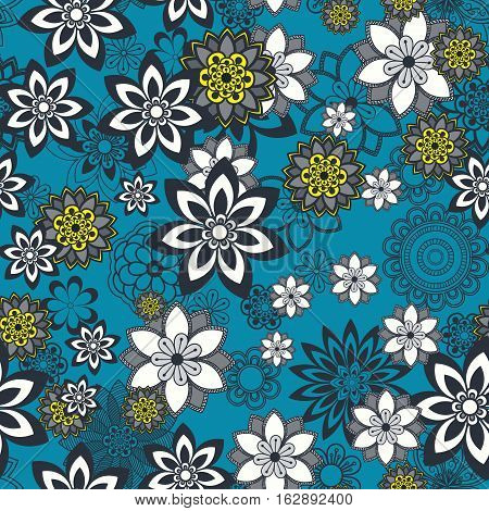 Mandala pattern, floral elements, decorative ornament. Seamless pattern background. Arab, Asian, ottoman motifs. Vector illustration