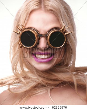 Woman With Glasses Smiling Isolated On A White Background