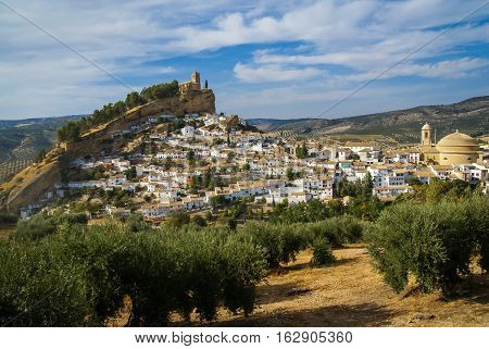 Beautiful Cityscape With Castle On  Hill In Montefrio, Spain