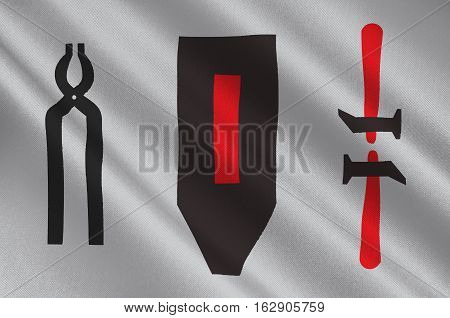 Flag of Harjedalen is a historical province in the centre of Sweden. 3d illustration