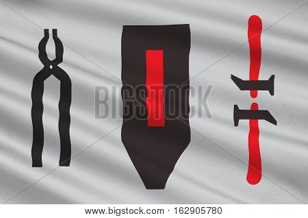 Flag of Harjedalen is a historical province in the centre of Sweden. 3d illustration