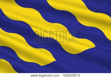 Flag of Norrbotten province in northernmost Sweden. 3d illustration