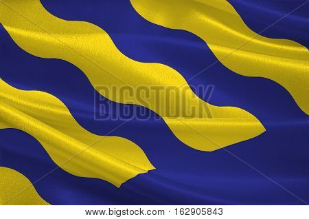 Flag of Norrbotten province in northernmost Sweden. 3d illustration