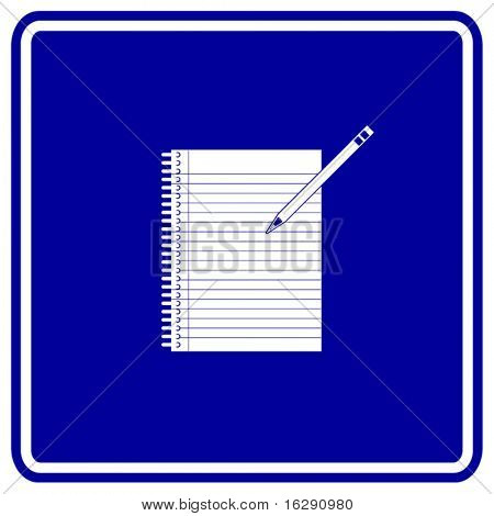 sinal de caderno e lápis