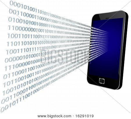 Binární přichází prostřednictvím mobilních obrazovky, vektor
