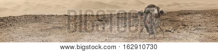 3d illustration of a space capsule on mars