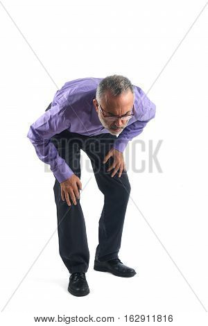 Man looking for a thing he has lost with white background