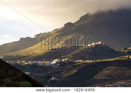 Road TF-12 in Anaga Rural Park - evergreen valley on norteast of Tenerife Canary Islands winter travel destination