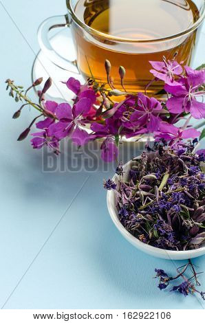Tea Made From Fireweed. Herbal Tea. Medicinal Plants.