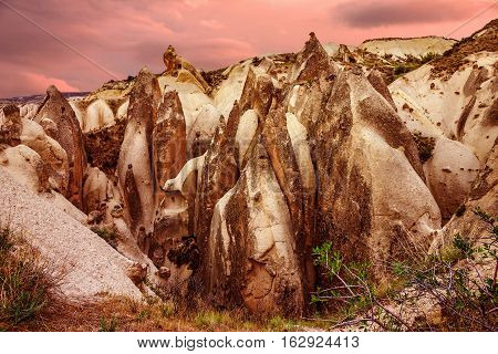 Volcanic rocks, Cappadocia, Anatolia, Turkey. Goreme national park.