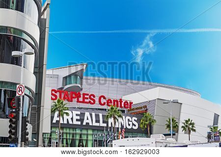 LOS ANGELES CALIFORNIA - OCTOBER 27 2016: Los Angeles Kings banner at Staples Center