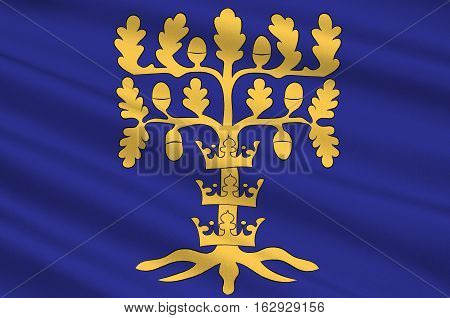 Flag of Blekinge is one of the traditional provinces of Sweden. 3d illustration