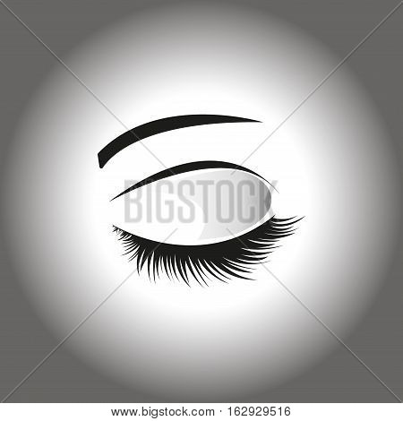 closed eyes on a grey background in a frame