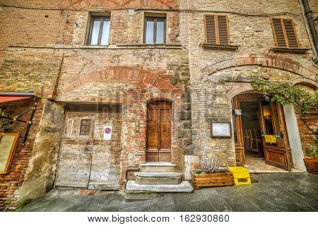 a rustic wall in Montepulciano in Italy