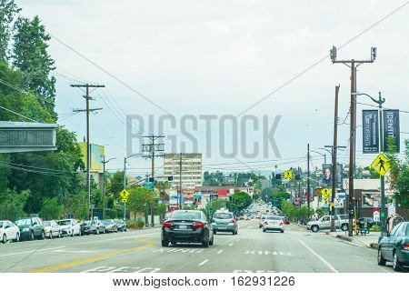 LOS ANGELES CALIFORNIA - OCTOBER 28 2016: overcast sky over L.A.