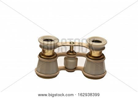 Theatre binoculars ivory isolated on white background