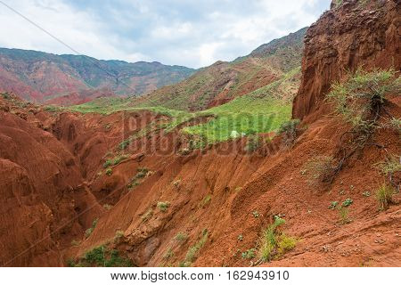 Tourist Tent In The Aeolian Mountains, Kyrgyzstan.
