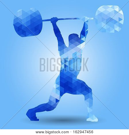 Illustration weightlifter with barbell Clean & Jerk triangle