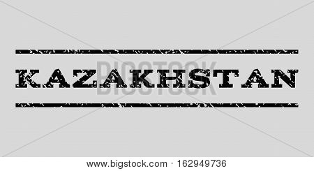Kazakhstan watermark stamp. Text caption between horizontal parallel lines with grunge design style. Rubber seal stamp with unclean texture. Vector black color ink imprint on a light gray background.