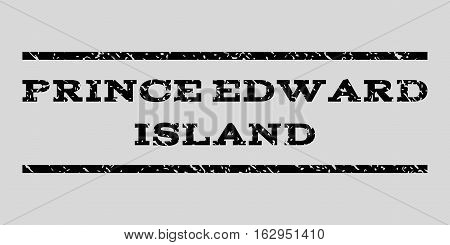 Prince Edward Island watermark stamp. Text tag between horizontal parallel lines with grunge design style. Rubber seal stamp with dust texture.