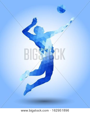 Illustration of abstract triangle volleyball player silhouette