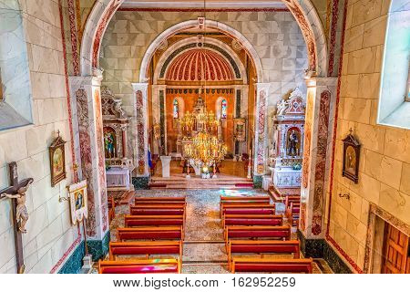 TUCEPI, CROATIA - September 21, 2016: Interior of the old Church of St. Anthony in old village in Dalmatia.