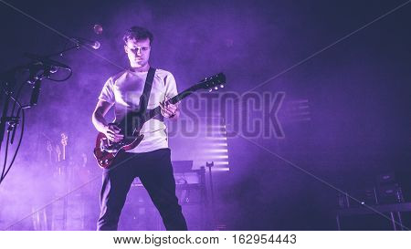 ZAGREB, CROATIA - NOVEMBER 8TH: BRITISH INDIE BAND WHITE LIES PERFORMING AT TVORNICA KULTURE ON NOVEMBER 8TH, 2016 IN ZAGREB, CROATIA