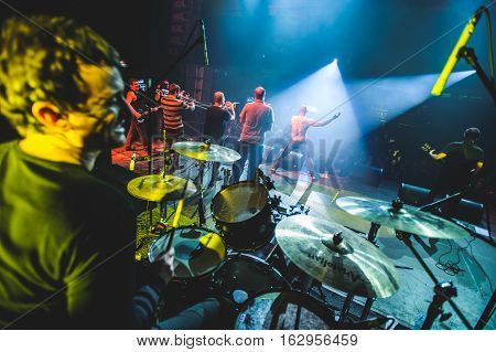NOVI SAD, SERBIA - DECEMBER 12TH: PUNK BAND GOBLINI PERFORMING ON KONCERT GODINE 2015, IN NOVI SAD, SERBIA