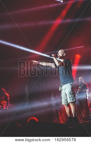 NOVI SAD, SERBIA - DECEMBER 12TH: PUNK BAND HLADNO PIVO PERFORMING ON KONCERT GODINE 2015, IN NOVI SAD, SERBIA