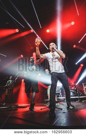 NOVI SAD, SERBIA - DECEMBER 12TH: PUNK BANDS HLADNO PIVO AND GOBLINI PERFORMING TOGETHER ON KONCERT GODINE 2015, IN NOVI SAD, SERBIA