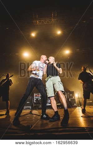 NOVI SAD, SERBIA - DECEMBER 12TH: PUNK BANDS HLADNO PIVO AND GOBLINI PERFORMING TOGETHER ON KONCERT GODINE 2015, IN NOVI SAD, SERBIA