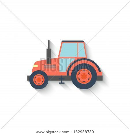 Flat Design Tractor Isolated on white Background. Vector illustration