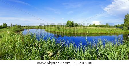 Bellissimo panorama del fiume di Berezina Berezinsky riserva